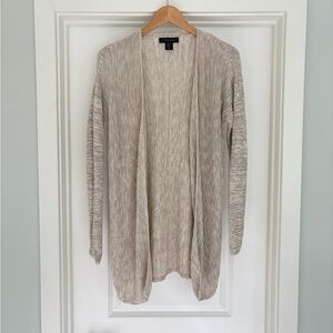Tahari Linen Blend Long Open Cardigan Size L Beachy Coastal